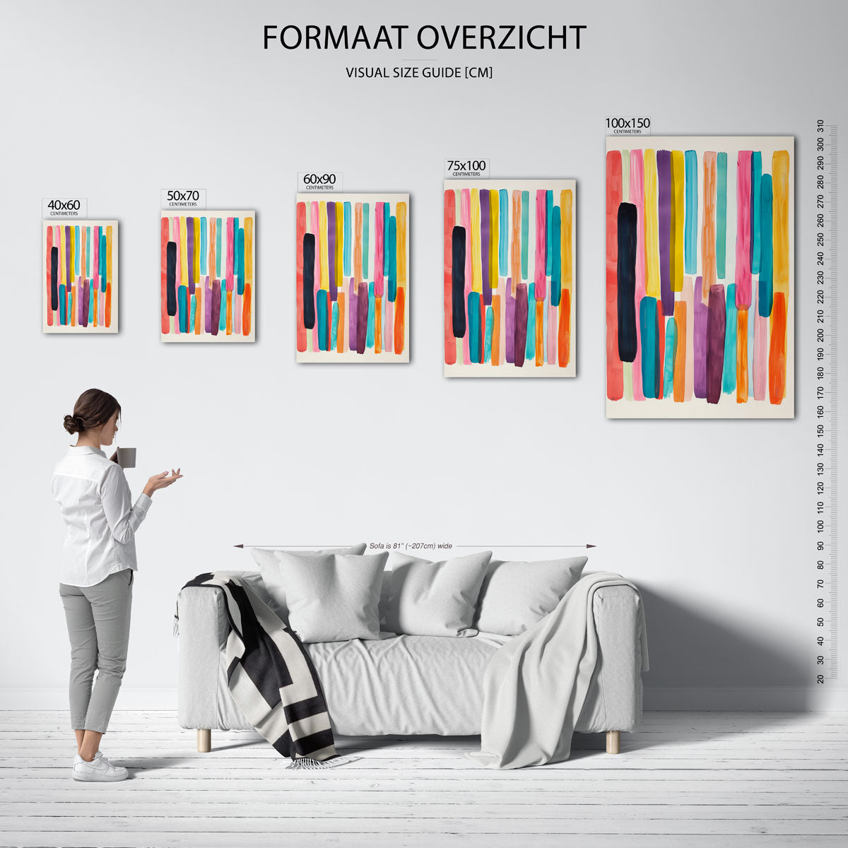 Kleurrijke verticale strepen Kunstwerk