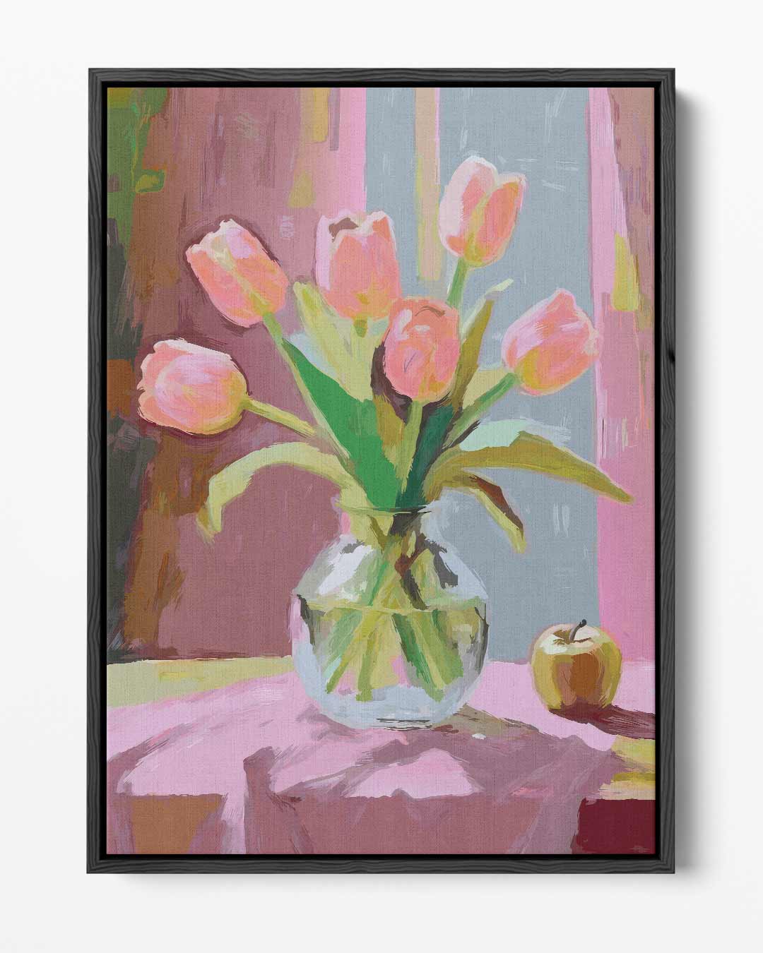 Vrolijke Tulpen in Vaas Kunstwerk-canvas-dibond-plexiglas-wanddecoratie-WallArtistic