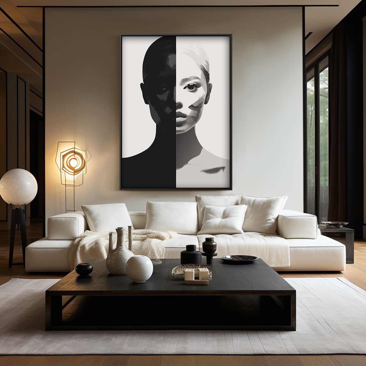 Dualiteit Portret Kunstwerk-canvas-dibond-plexiglas-wanddecoratie-WallArtistic
