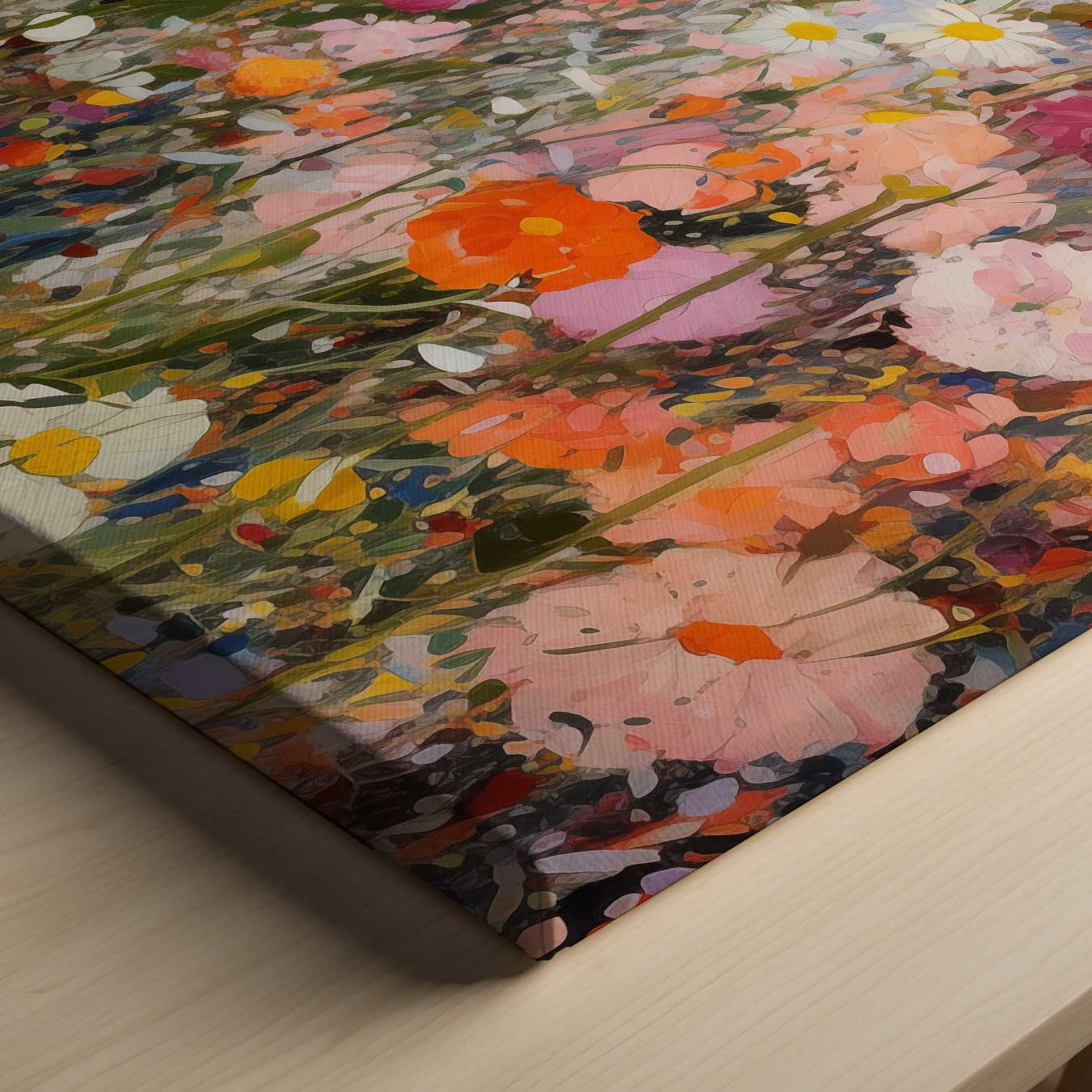 Kleurrijke Bloementuin Schilderij Kunstwerk-canvas-dibond-plexiglas-wanddecoratie-WallArtistic