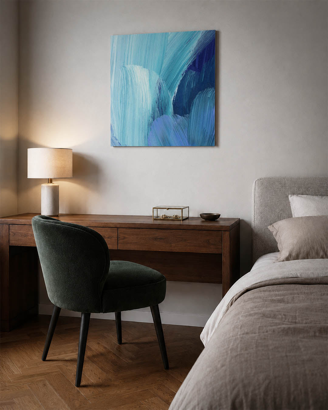 Dynamische blauwtinten Kunstwerk