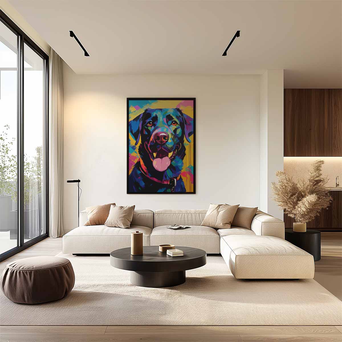 Kleurrijke Hond Portret Kunstwerk-canvas-dibond-plexiglas-wanddecoratie-WallArtistic