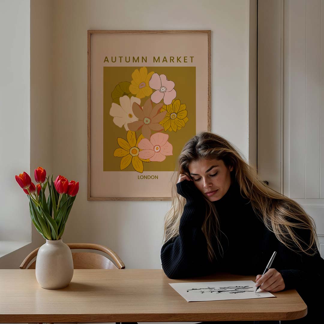 Herfst Markt Bloemenposter-WallArtistic