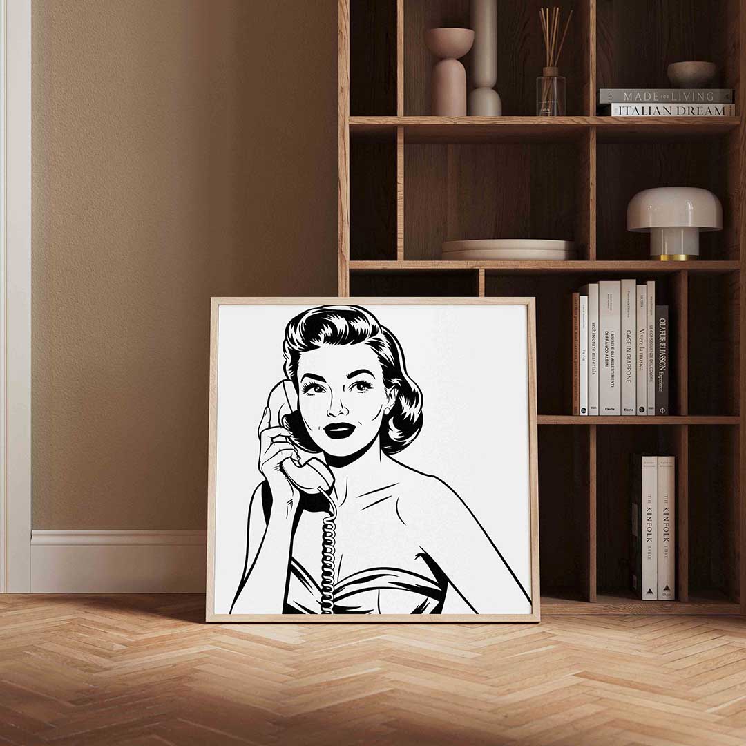 Vrouw met telefoon Poster
