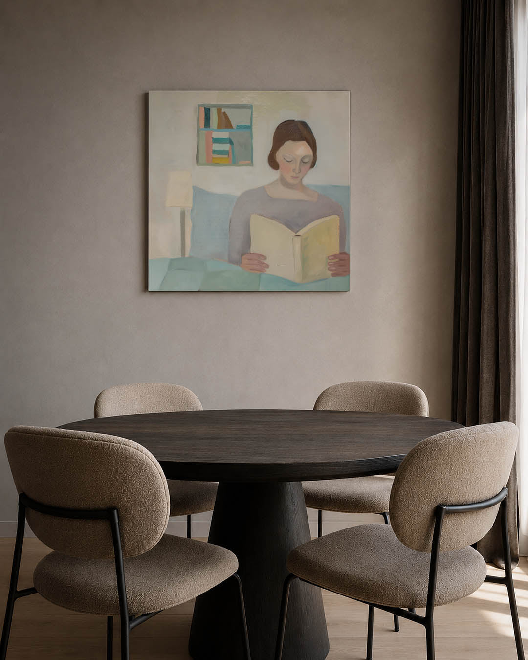 Vrouw leest boek Kunstwerk