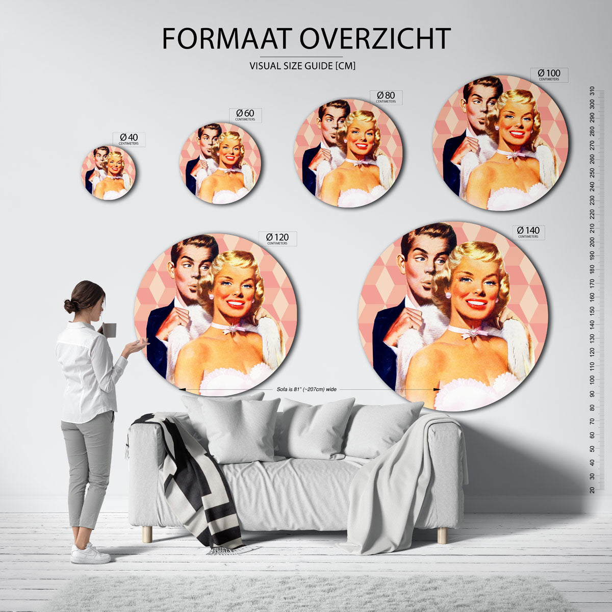 Retro koppel Muurcirkel