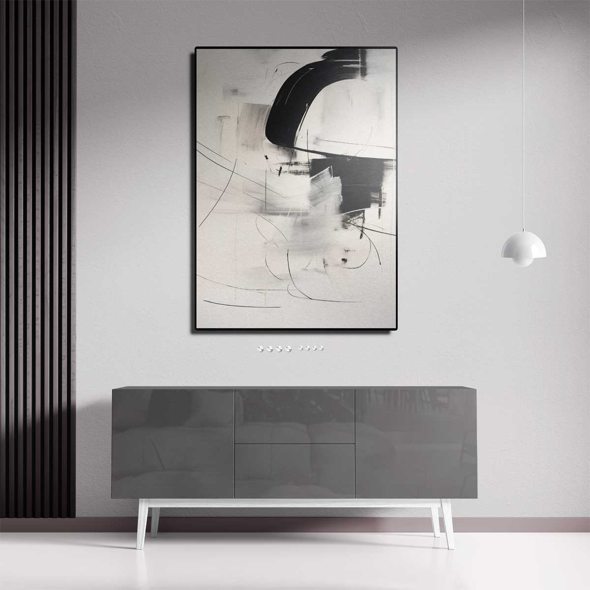 Abstracte Zwart-Wit Expressie Kunstwerk-canvas-dibond-plexiglas-wanddecoratie-WallArtistic