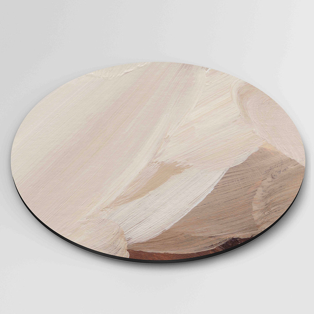 Beige en bruine penseelstreken Muurcirkel