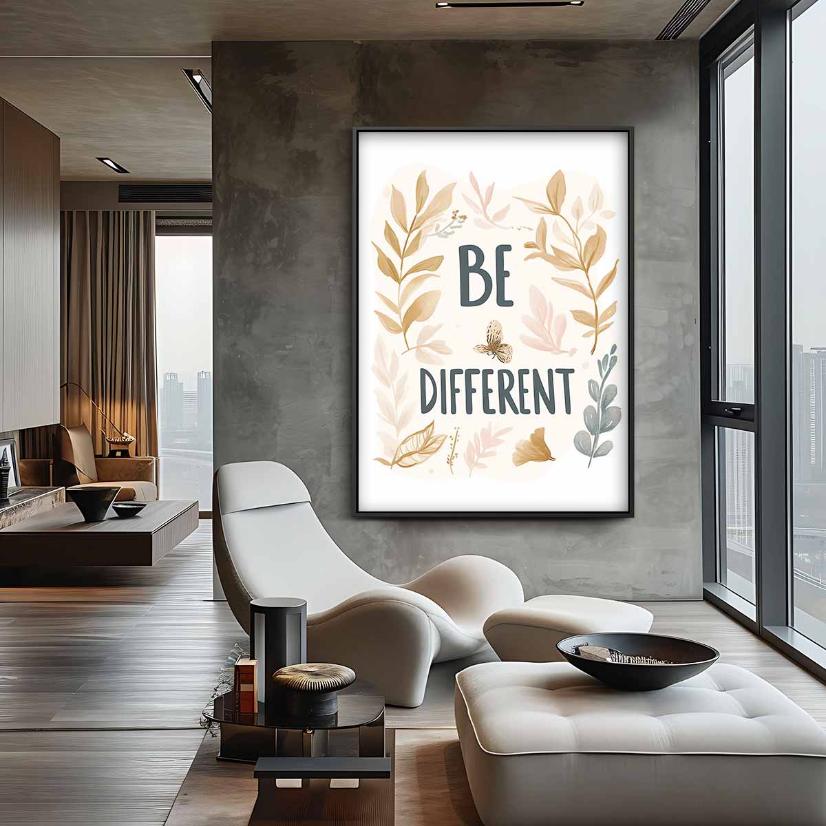 Be Different Bladeren Kunstwerk Kunstwerk-canvas-dibond-plexiglas-wanddecoratie-WallArtistic
