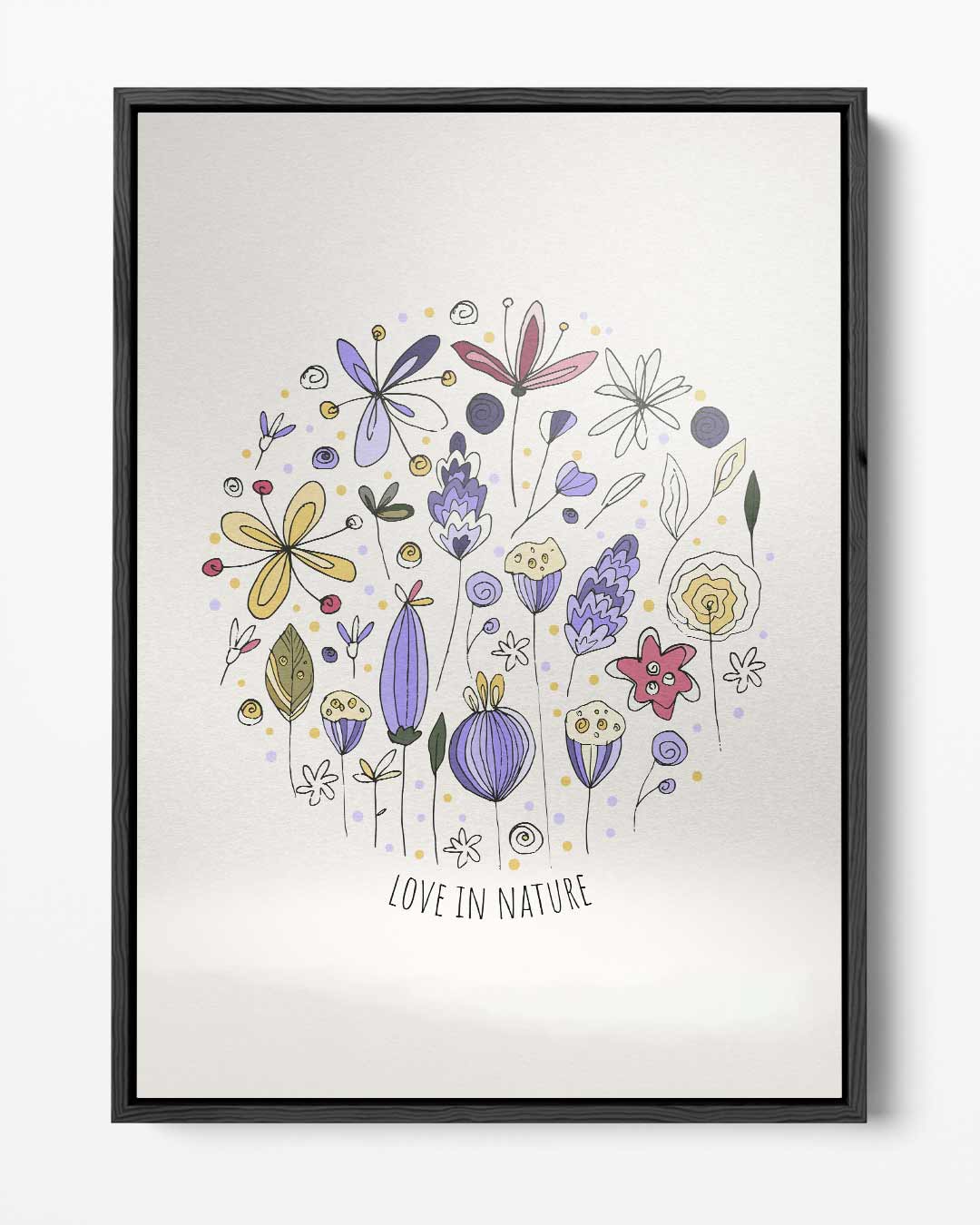 Vrolijke Bloemen Illustratie Kunstwerk-canvas-dibond-plexiglas-wanddecoratie-WallArtistic