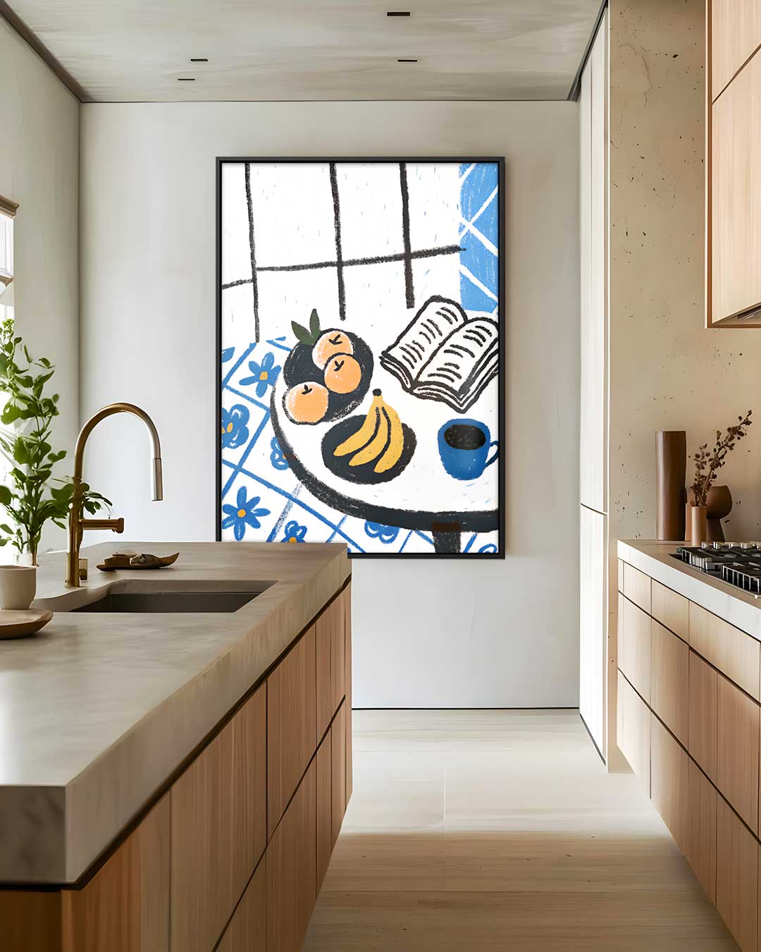 Ontspannen Ontbijt Tafereel Kunstwerk-canvas-dibond-plexiglas-wanddecoratie-WallArtistic