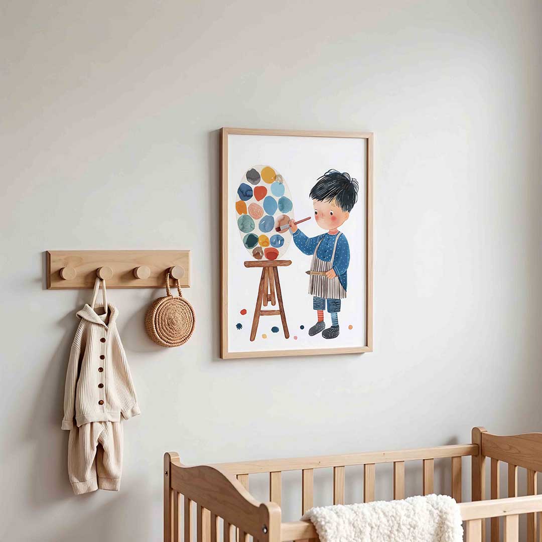 Jongetje met schilderspalet Poster