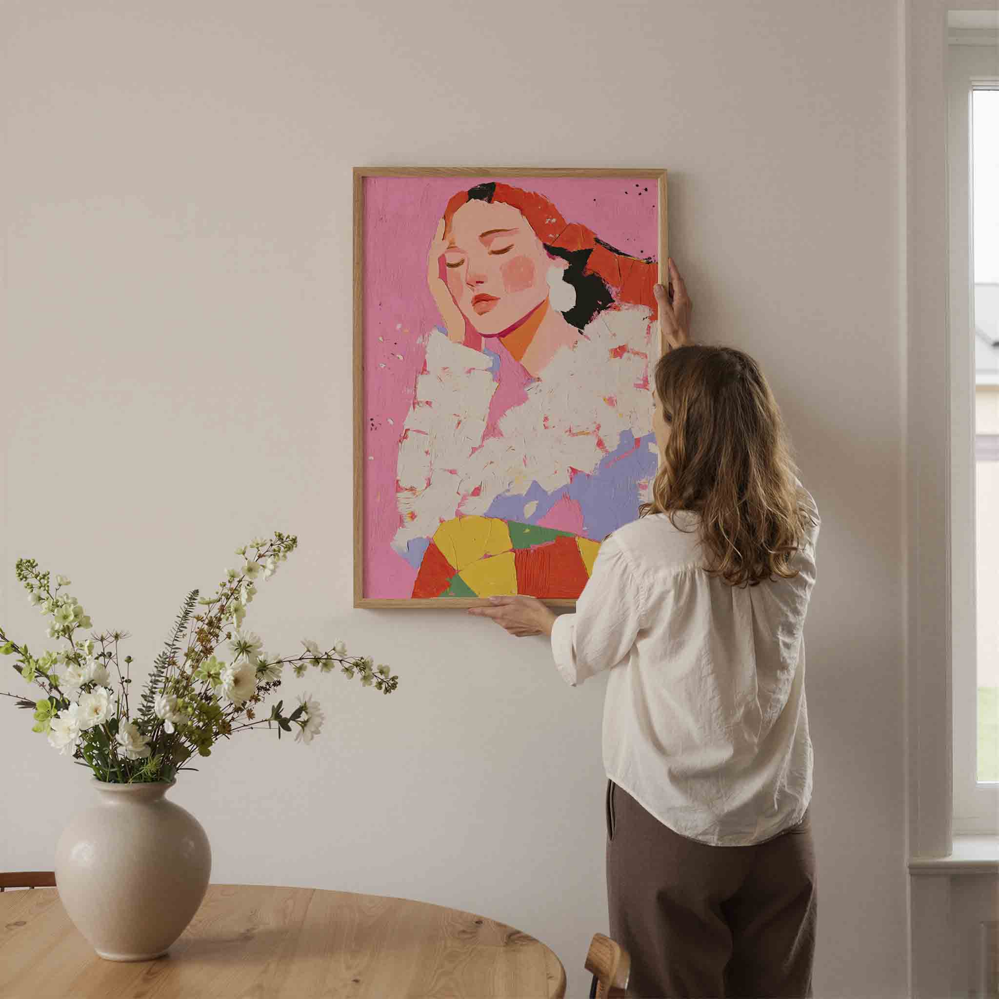 Vrouw met gesloten ogen Poster
