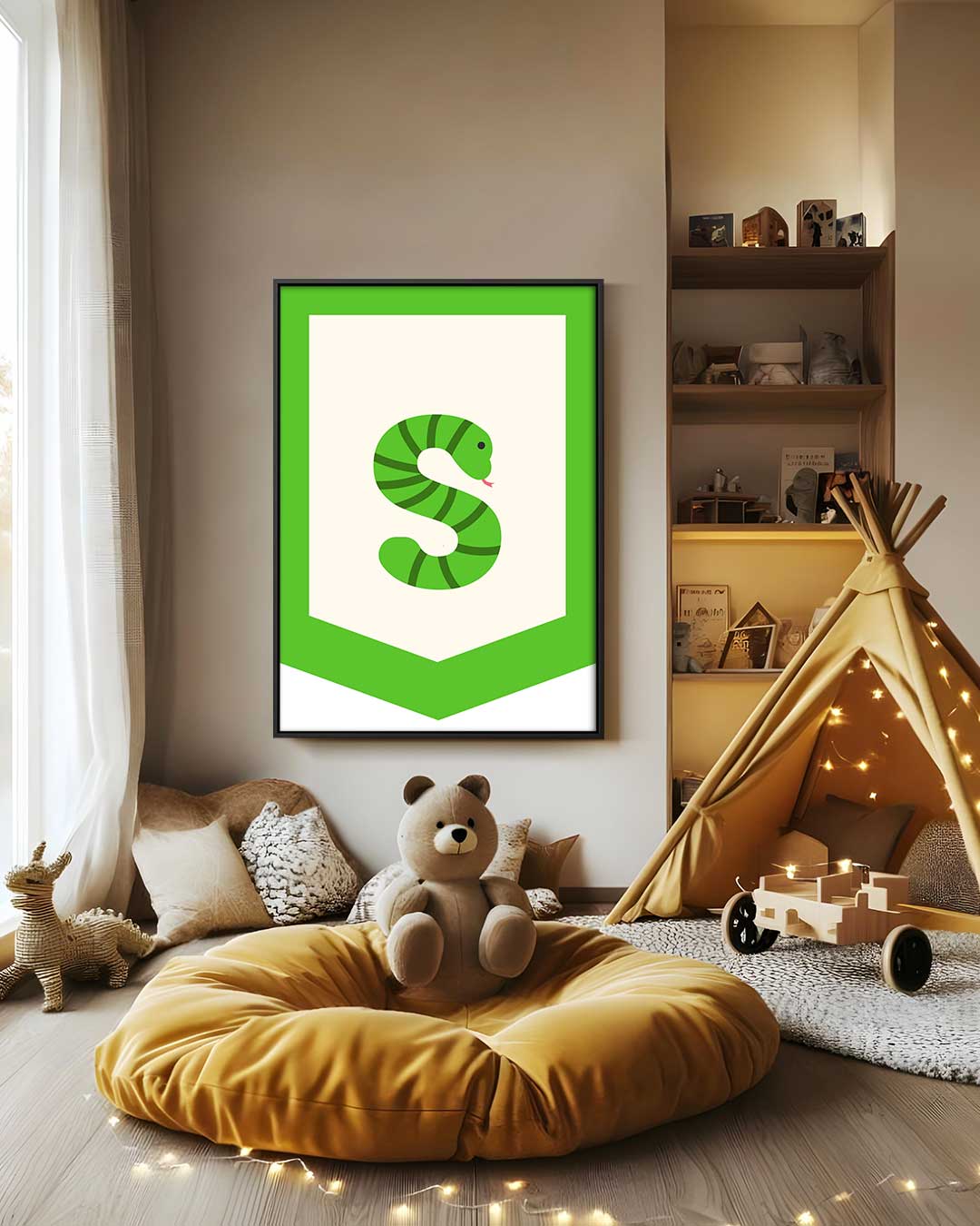 Groene Slangenkunst Kunstwerk-canvas-dibond-plexiglas-wanddecoratie-WallArtistic