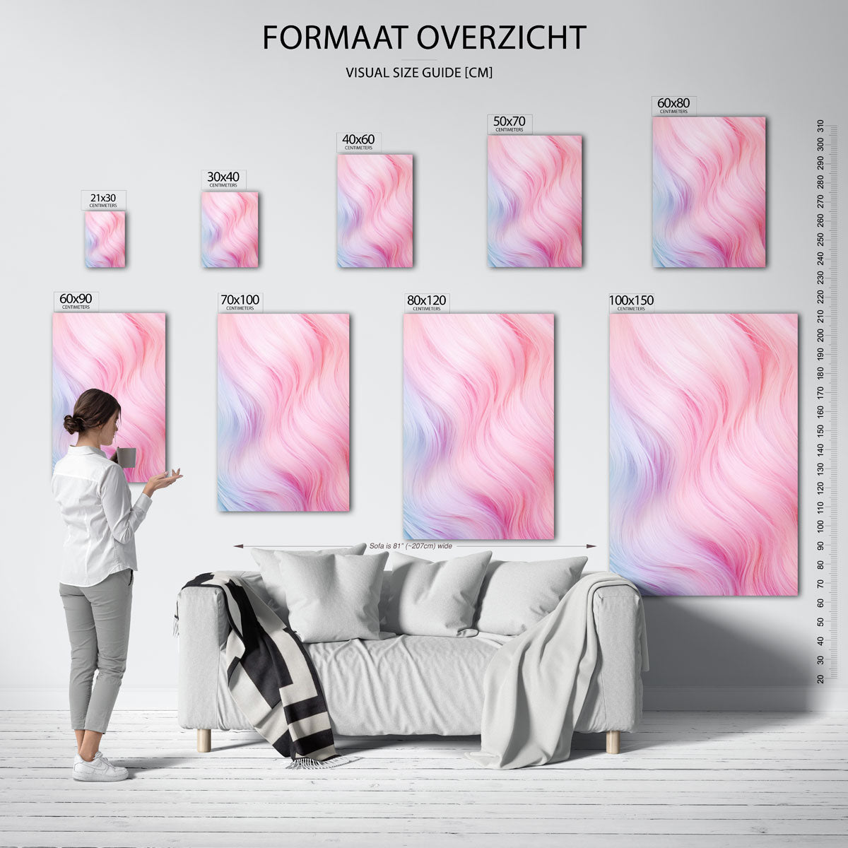 Pastelkleuren golvende lijnen Poster