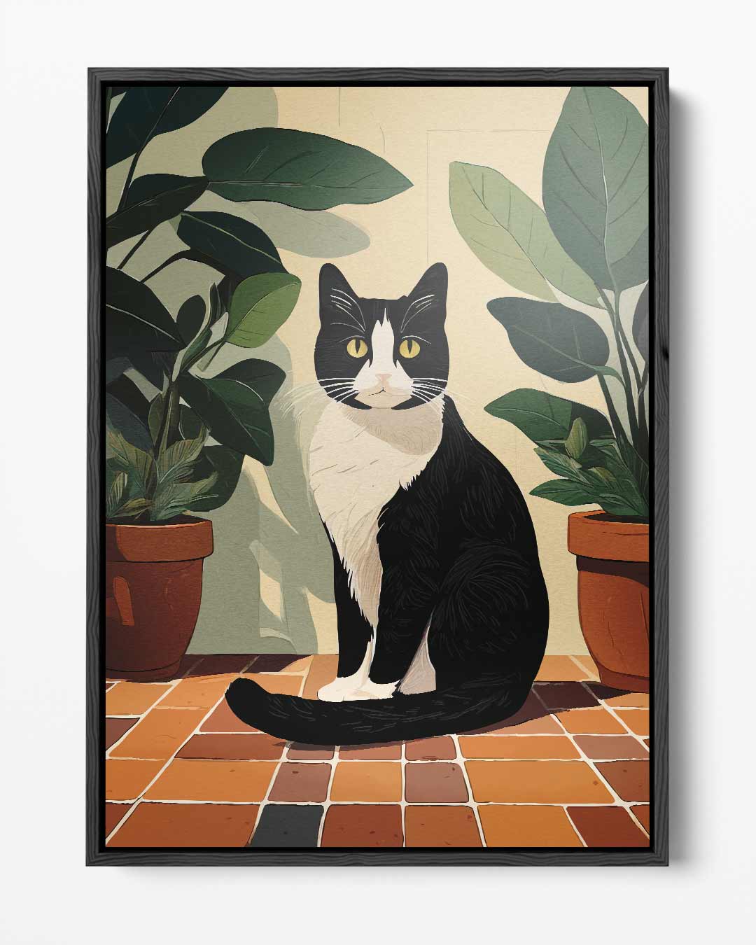 Charmante Kat tussen Groen Kunstwerk-canvas-dibond-plexiglas-wanddecoratie-WallArtistic
