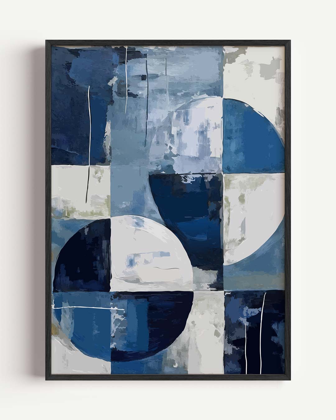 Abstracte Blauw-tonen Cirkelkunst Poster