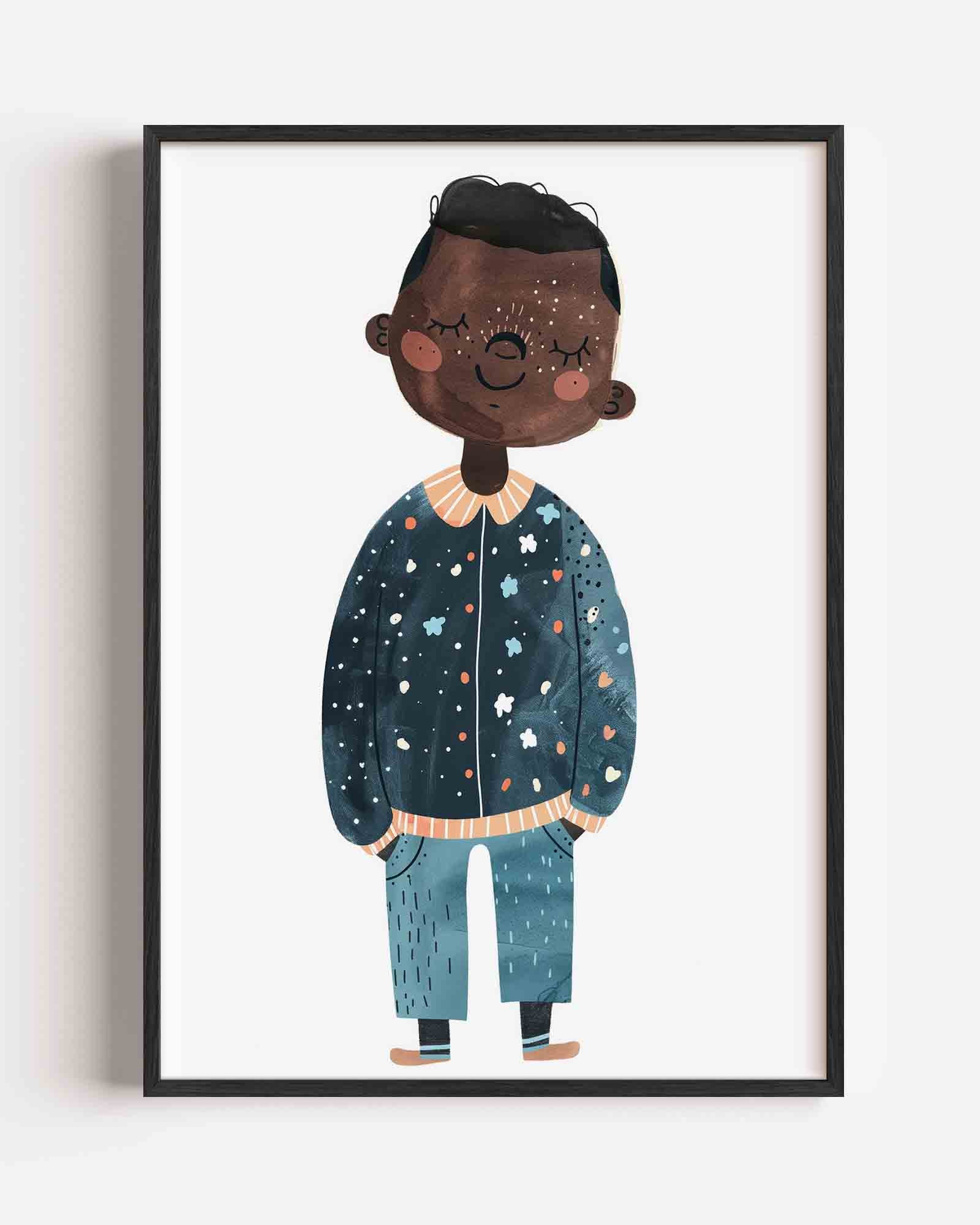 Kind met blauwe trui Poster