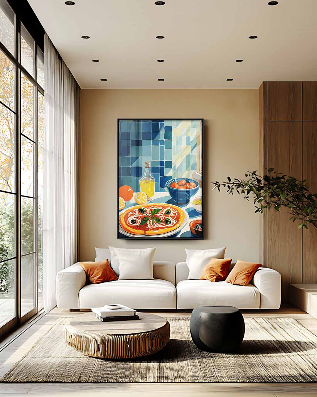 Mediterrane Ontbijt Scène Kunstwerk-canvas-dibond-plexiglas-wanddecoratie-WallArtistic
