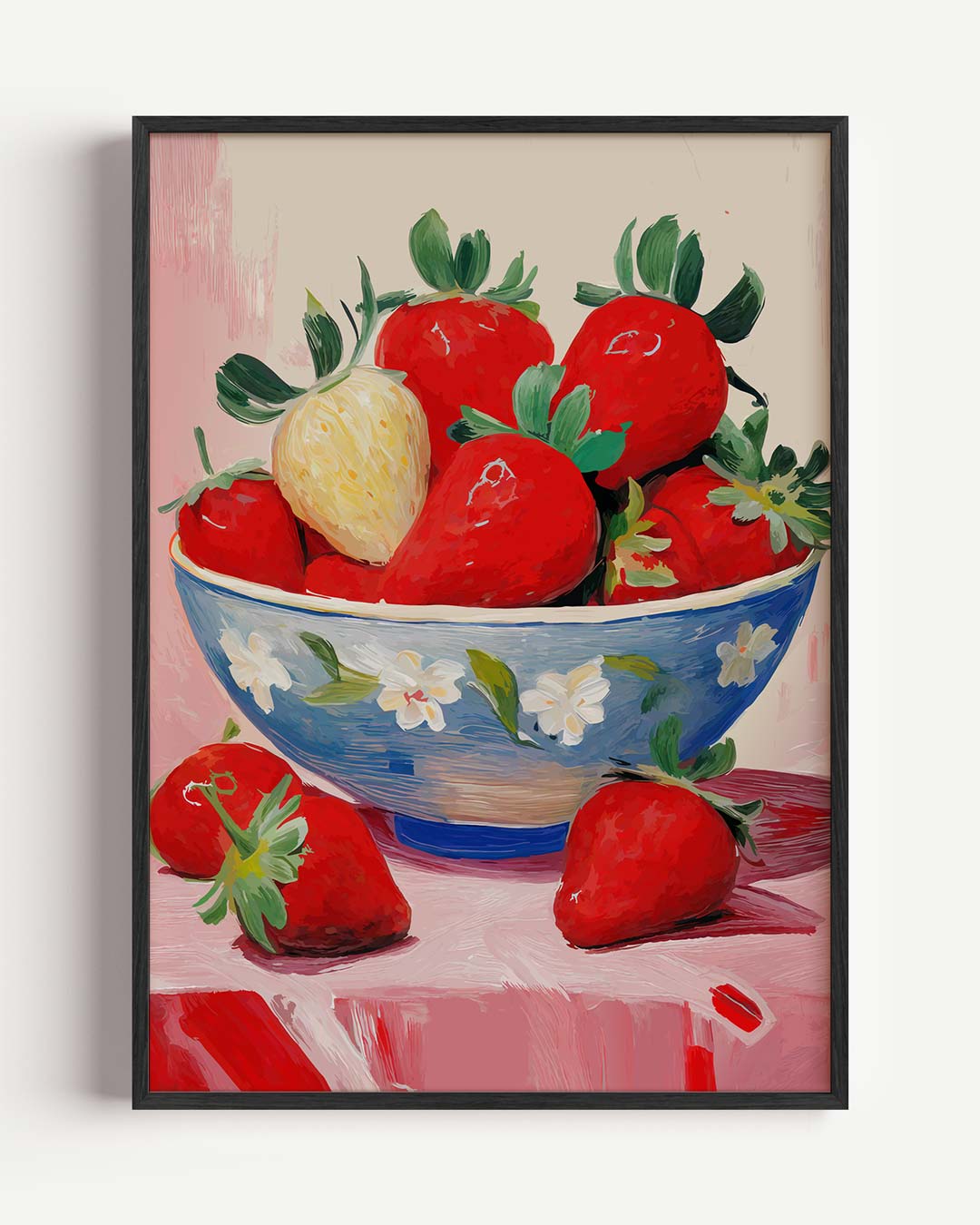 Aardbeien in Kunstzinnige Kom Poster