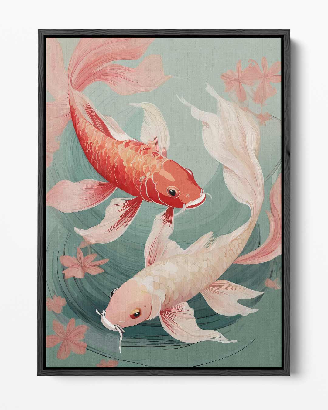 Koi Vissen in Stroom Kunstwerk-canvas-dibond-plexiglas-wanddecoratie-WallArtistic
