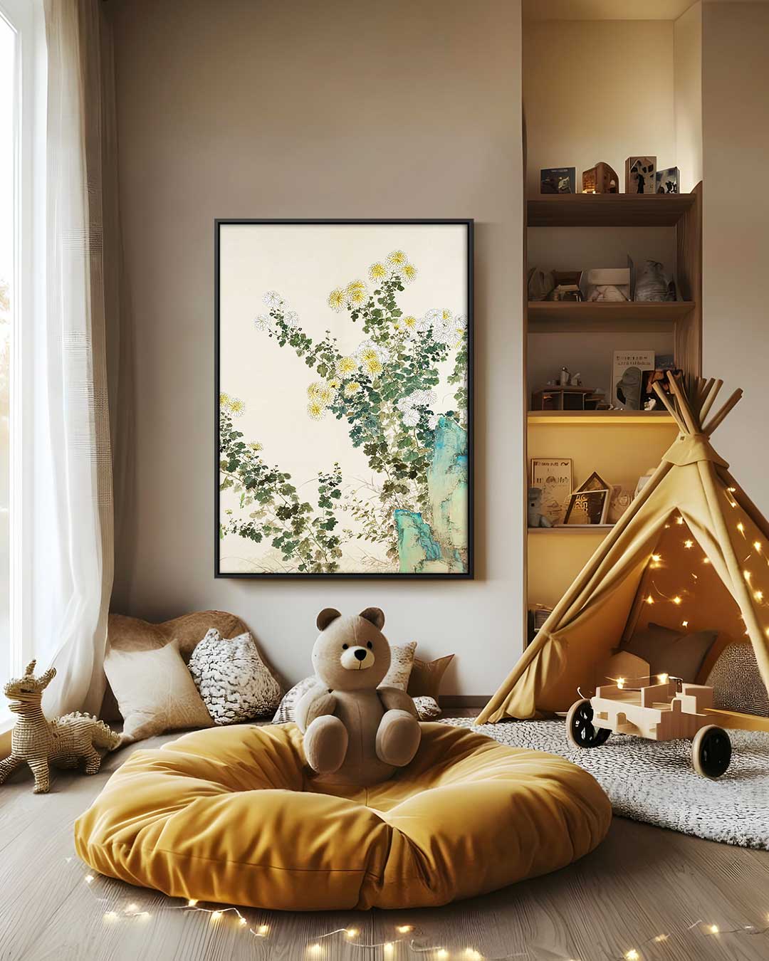 Bloeiende Chrysanten in de Zon Kunstwerk-canvas-dibond-plexiglas-wanddecoratie-WallArtistic