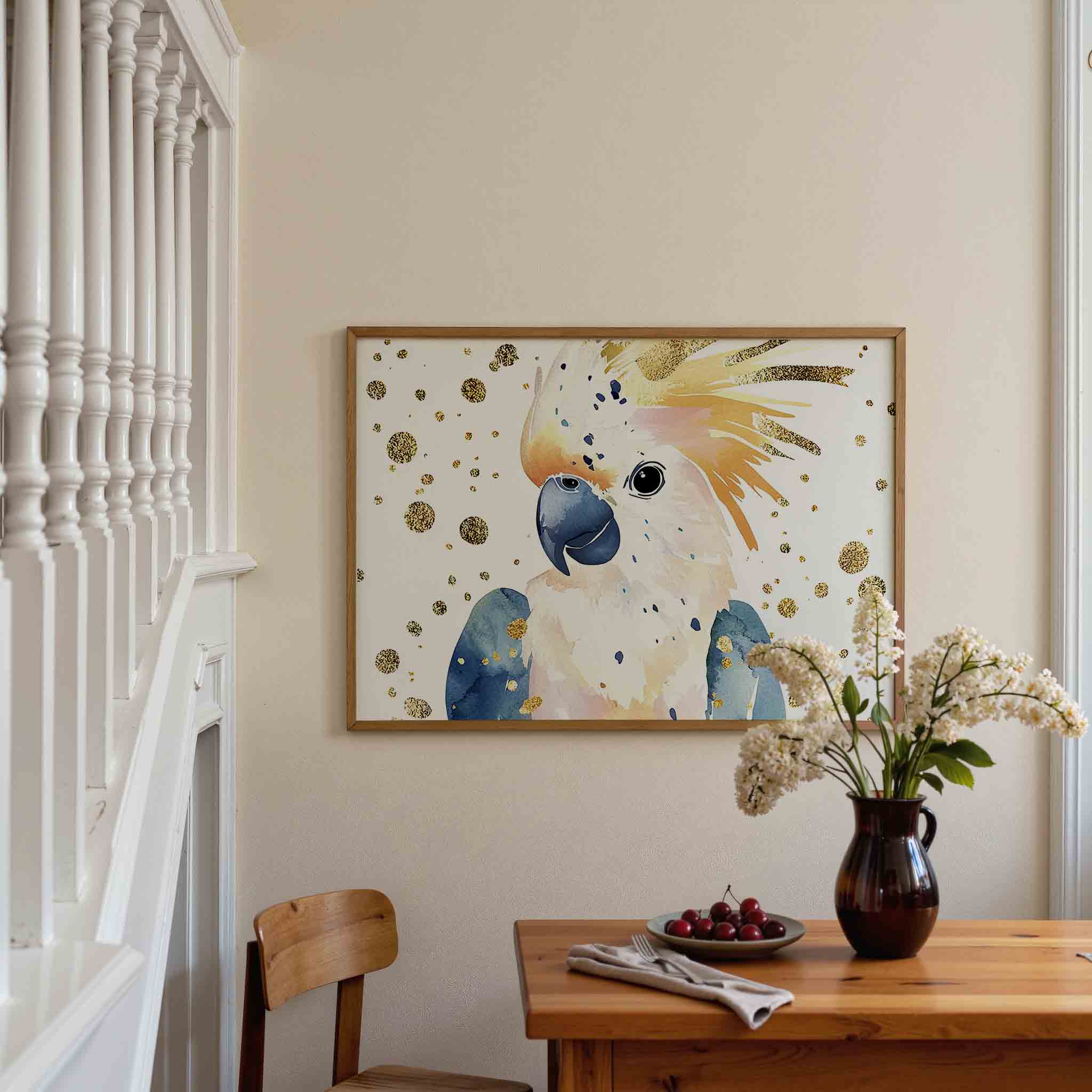 Papegaai met gouden stippen Poster