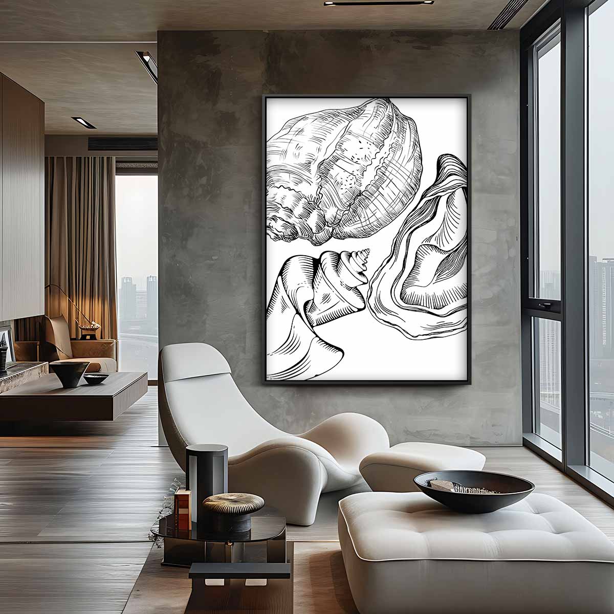 Maritieme Schelpenschets Kunstwerk-canvas-dibond-plexiglas-wanddecoratie-WallArtistic