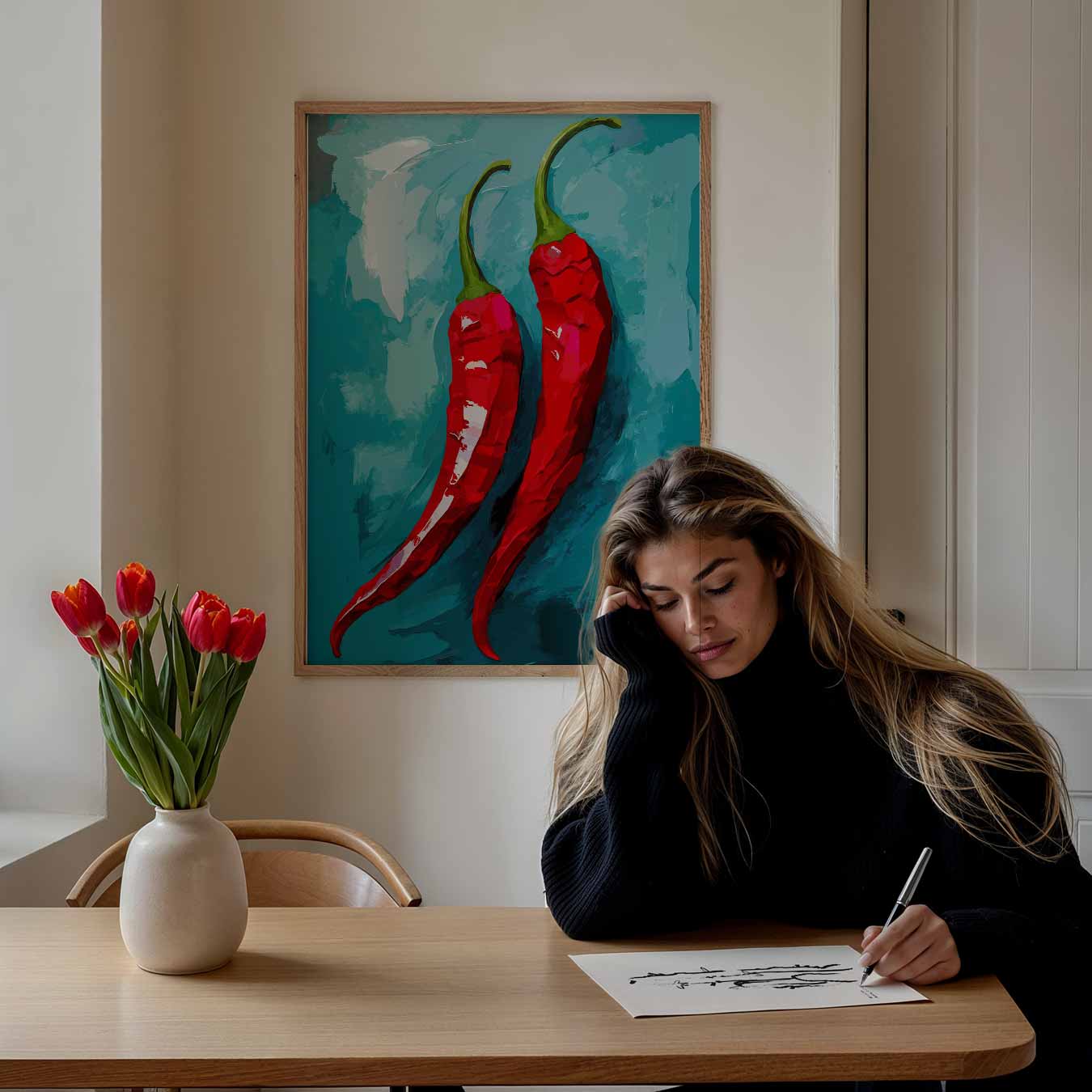 Spicy Red Peppers Poster