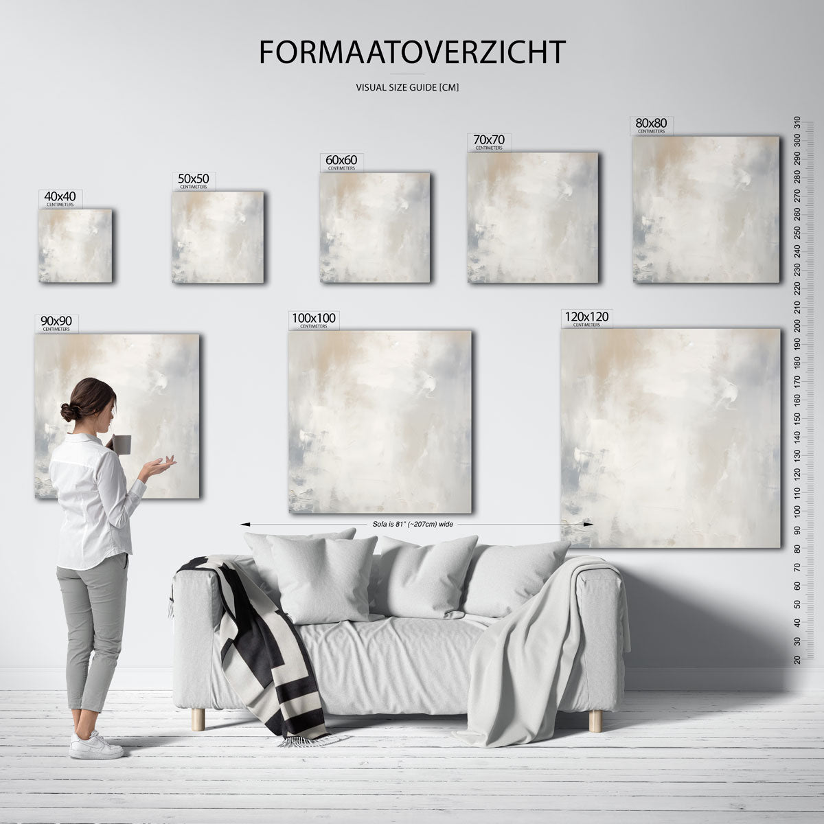 Abstracte beige en grijze Poster