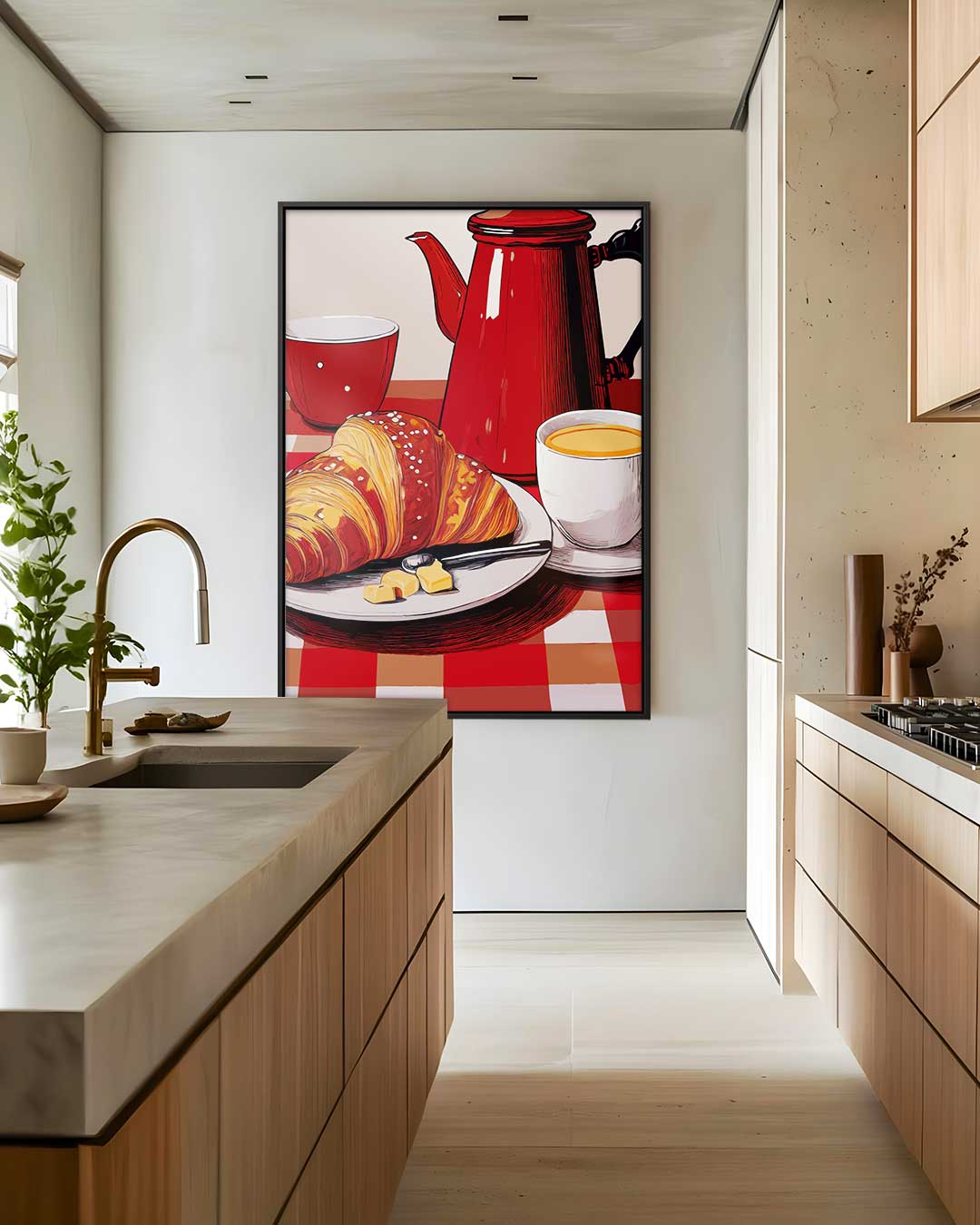 Ontbijtgenot in Rood Kunstwerk-canvas-dibond-plexiglas-wanddecoratie-WallArtistic