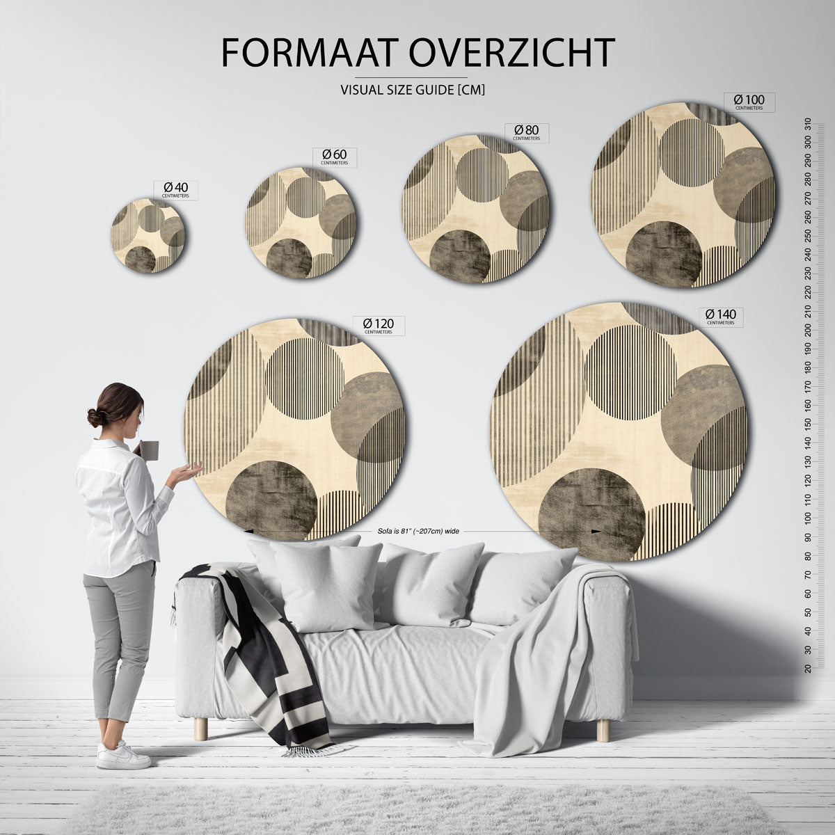 Gestreepte cirkels Muurcirkel