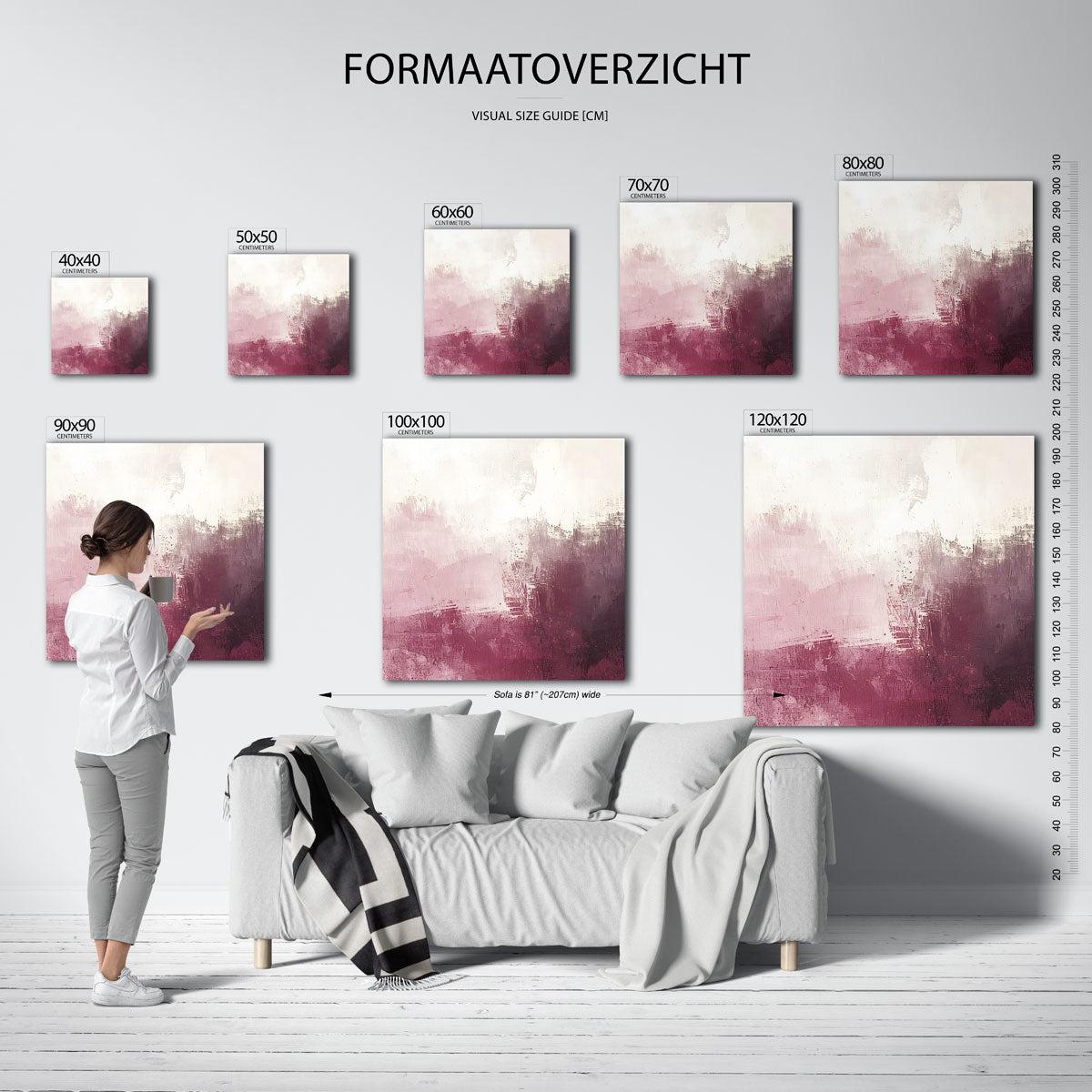 Abstracte roze en witte Poster