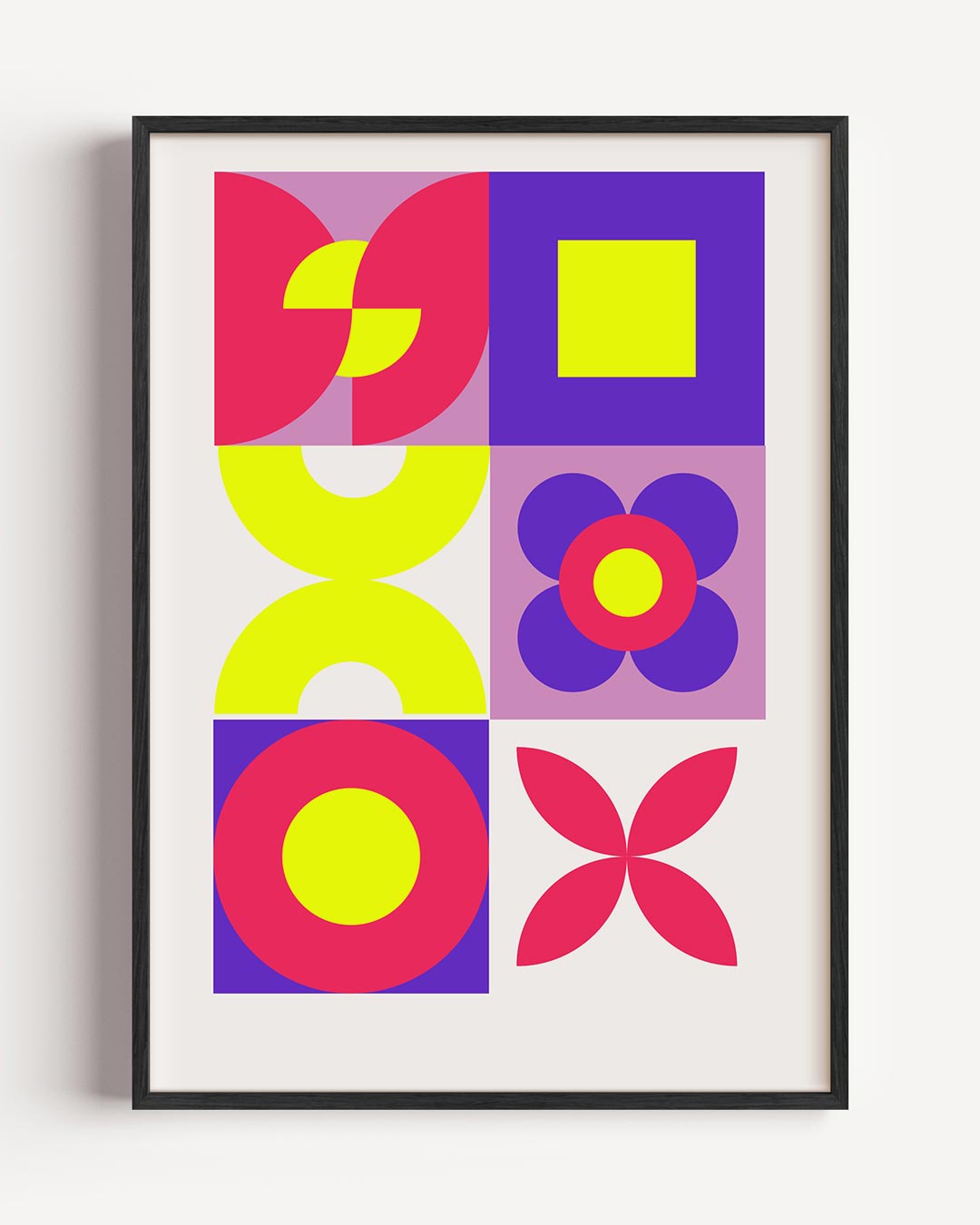 Retro Bloemen & Geometrie Poster