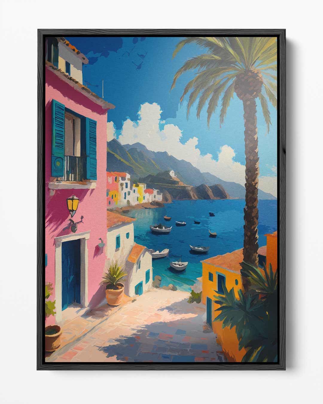 Kleurrijke Italiaanse Kustdroom Kunstwerk-canvas-dibond-plexiglas-wanddecoratie-WallArtistic