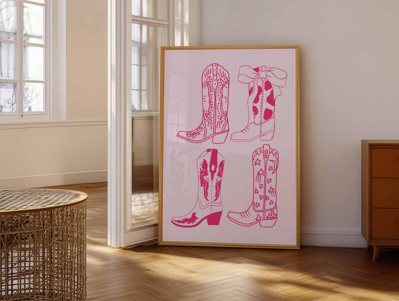 Retro Cowboylaarzen Illustratie Poster