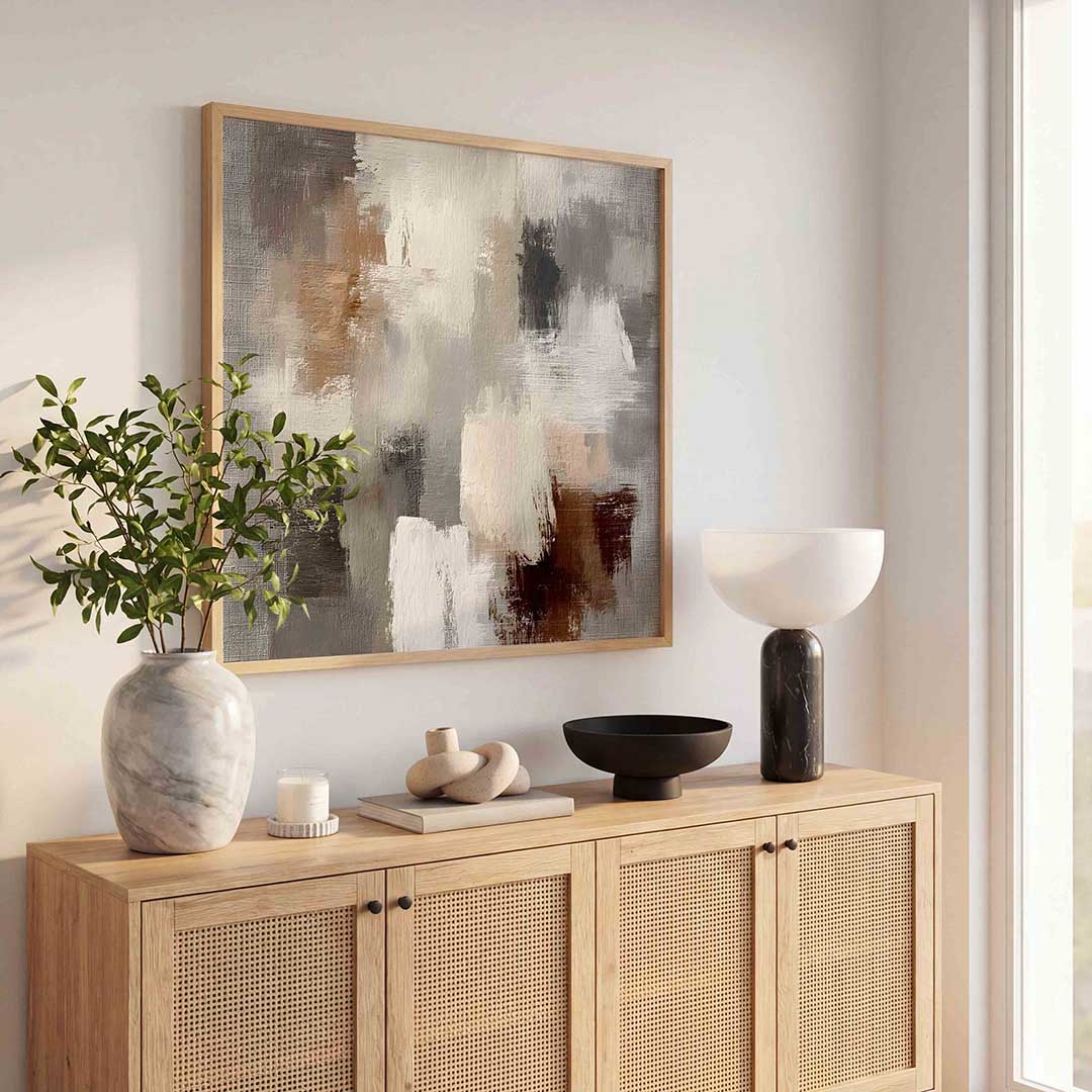 Abstracte beige en grijze Poster