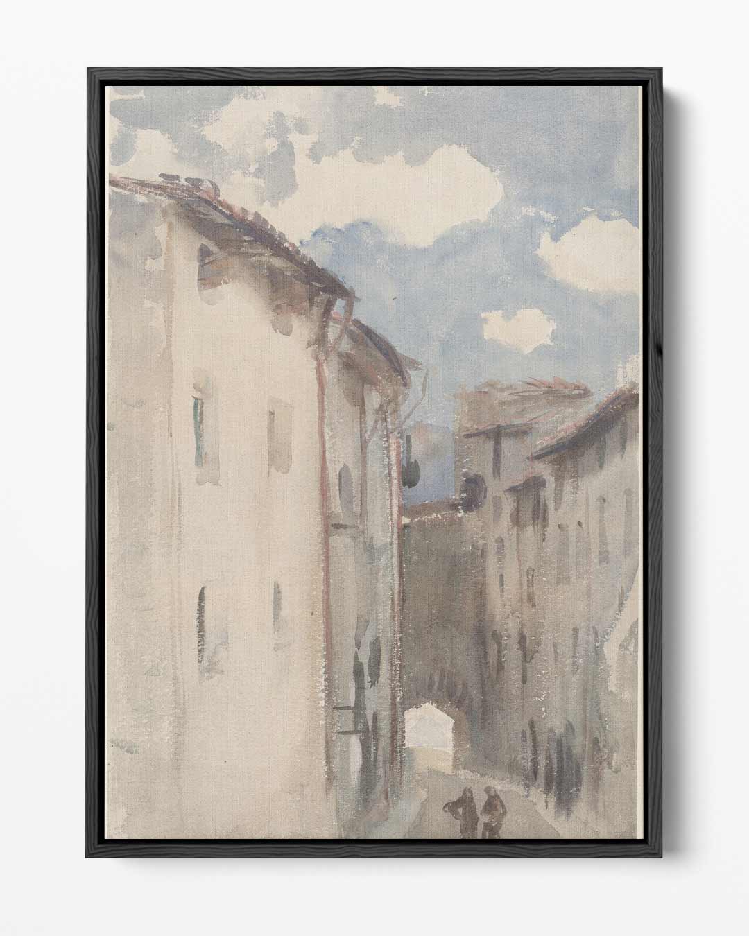Rustieke Straat in Aquarel Kunstwerk-canvas-dibond-plexiglas-wanddecoratie-WallArtistic