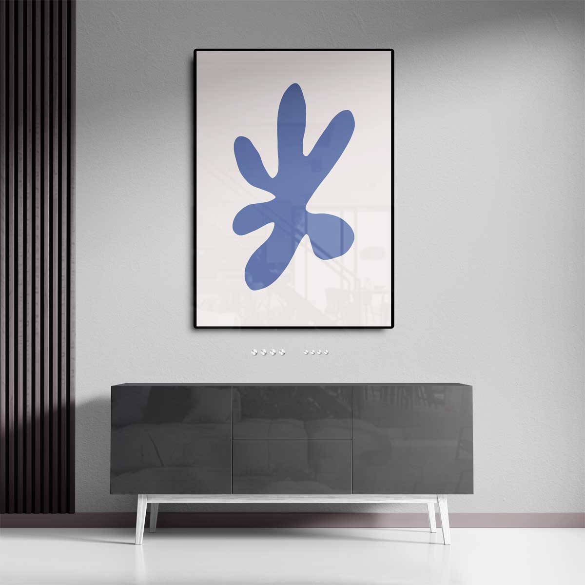 Blauwe Organische Vorm Kunstwerk-canvas-dibond-plexiglas-wanddecoratie-WallArtistic