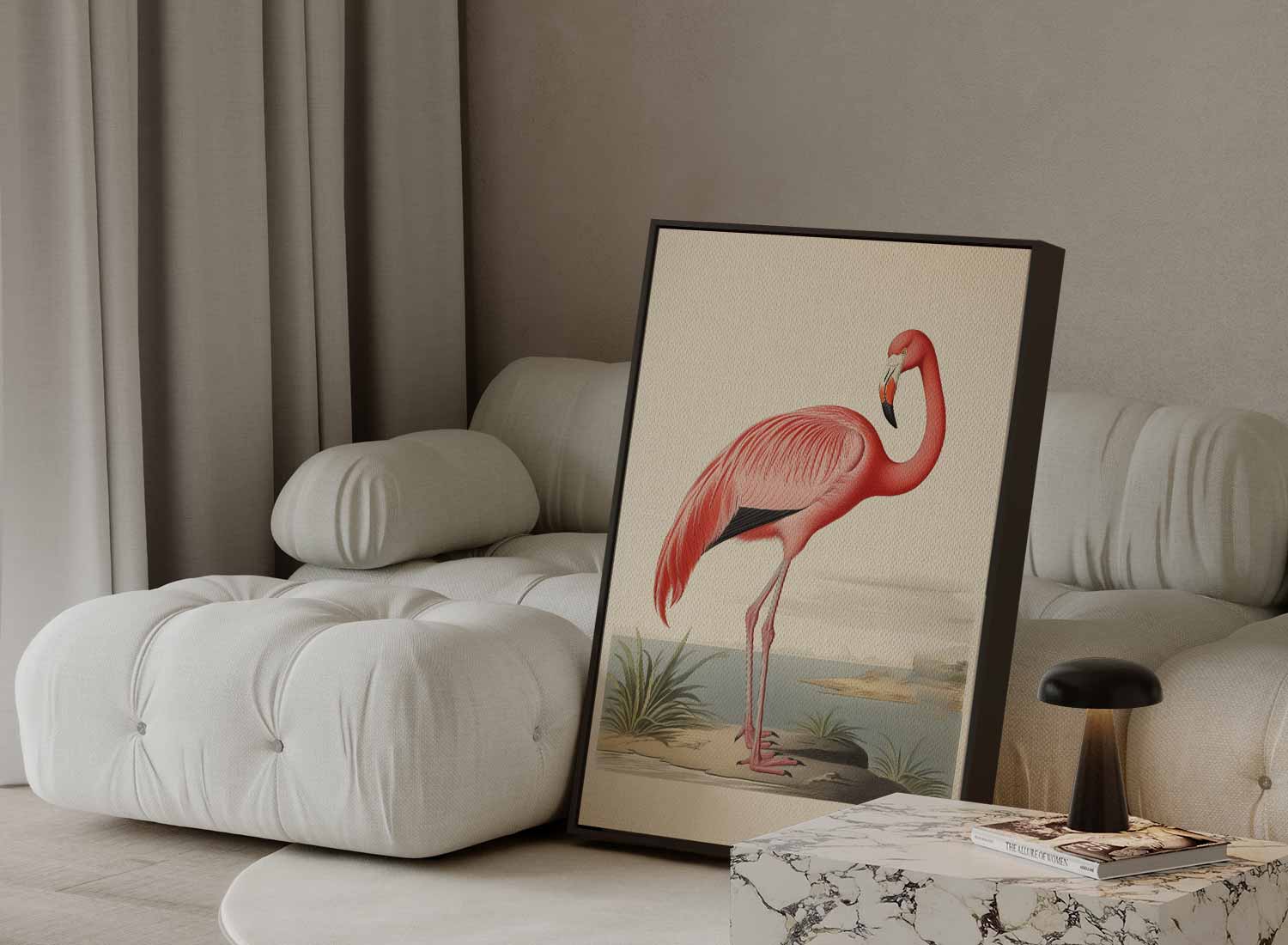 Elegante Flamingo Print Kunstwerk-canvas-dibond-plexiglas-wanddecoratie-WallArtistic
