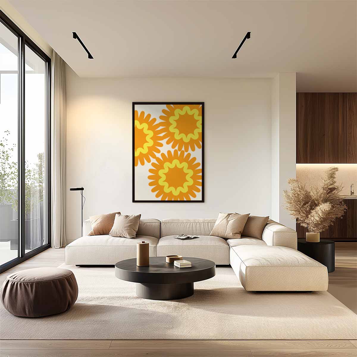 Zonnige Bloemexplosie Kunstwerk-canvas-dibond-plexiglas-wanddecoratie-WallArtistic