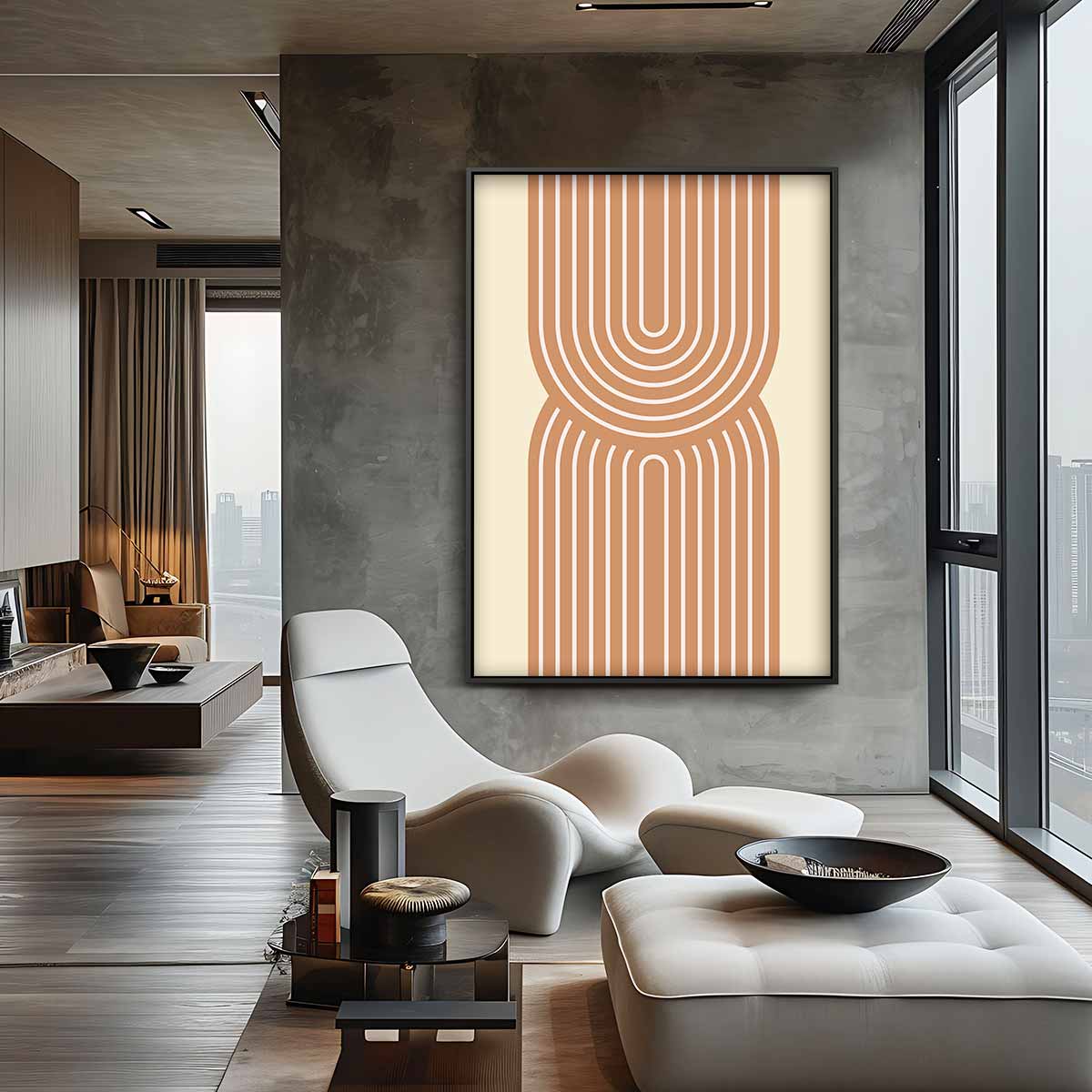 Retro Lijnenspel Kunstwerk-canvas-dibond-plexiglas-wanddecoratie-WallArtistic