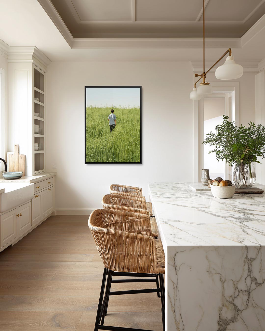 Wandeling in hoog gras Kunstwerk