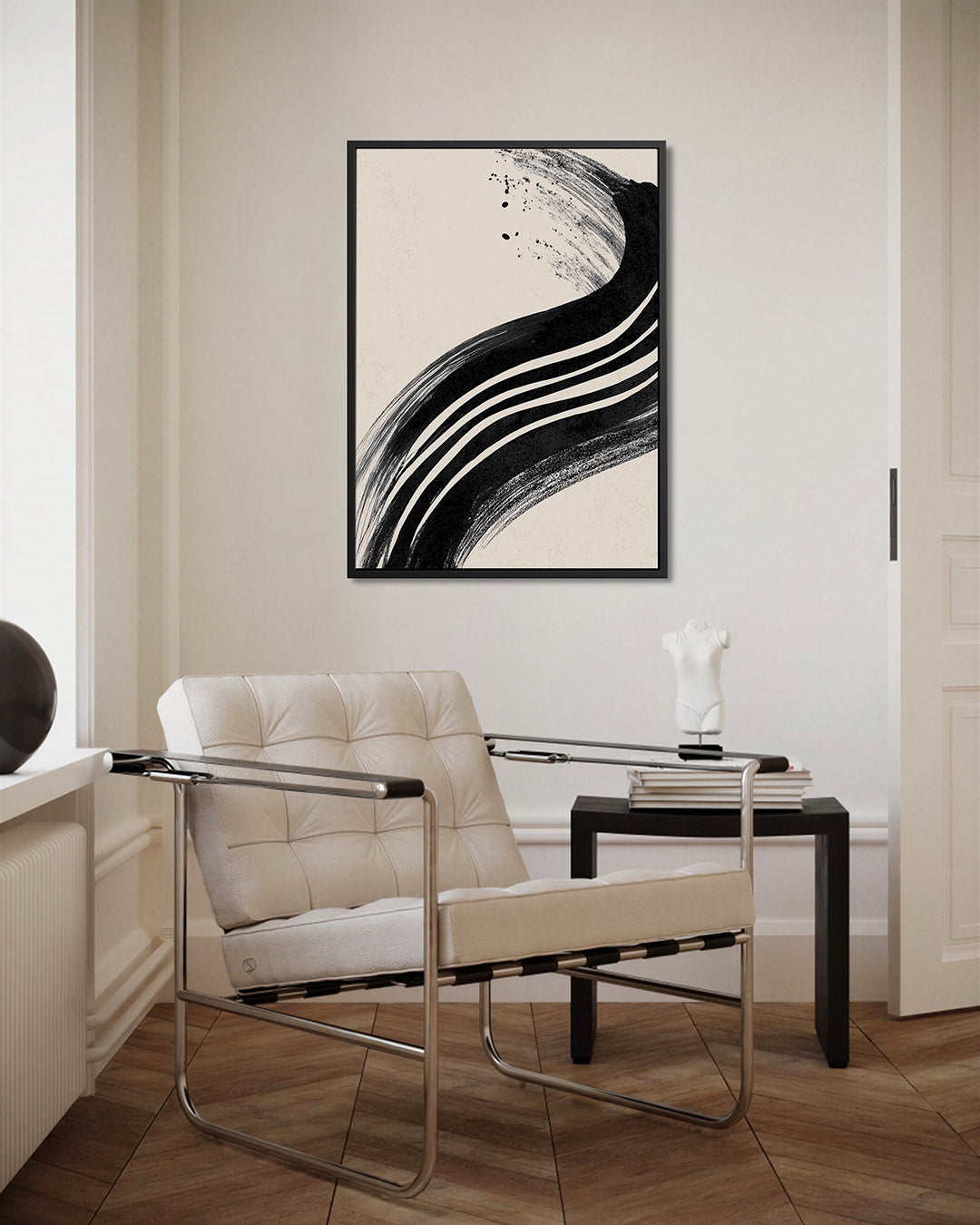 Dynamische zwarte streep Kunstwerk