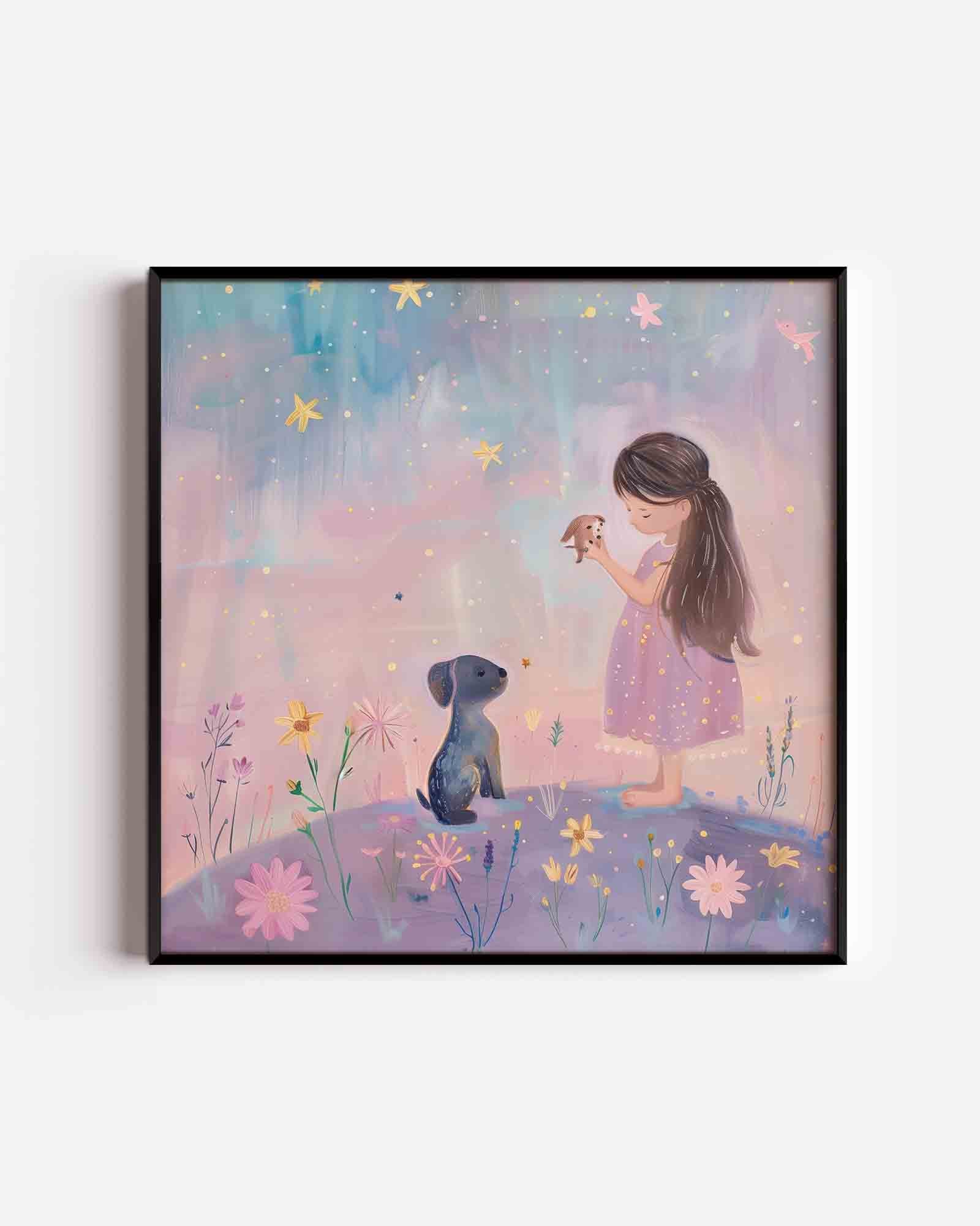 Meisje met hondjes Poster