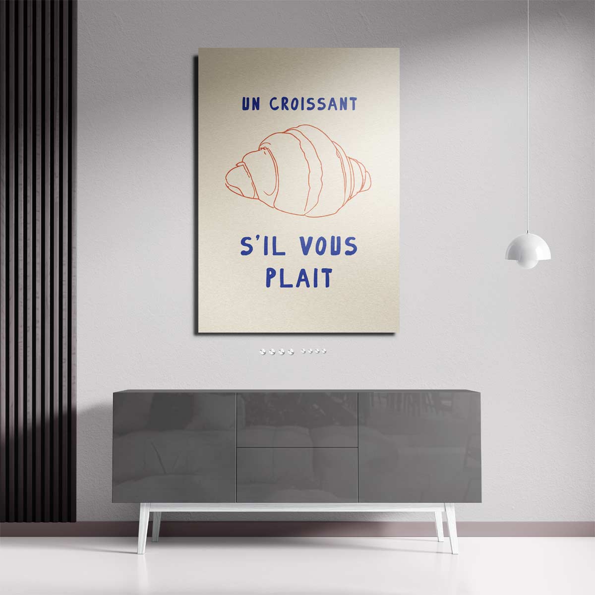 Charmante Croissant Illustratie Kunstwerk-canvas-dibond-plexiglas-wanddecoratie-WallArtistic