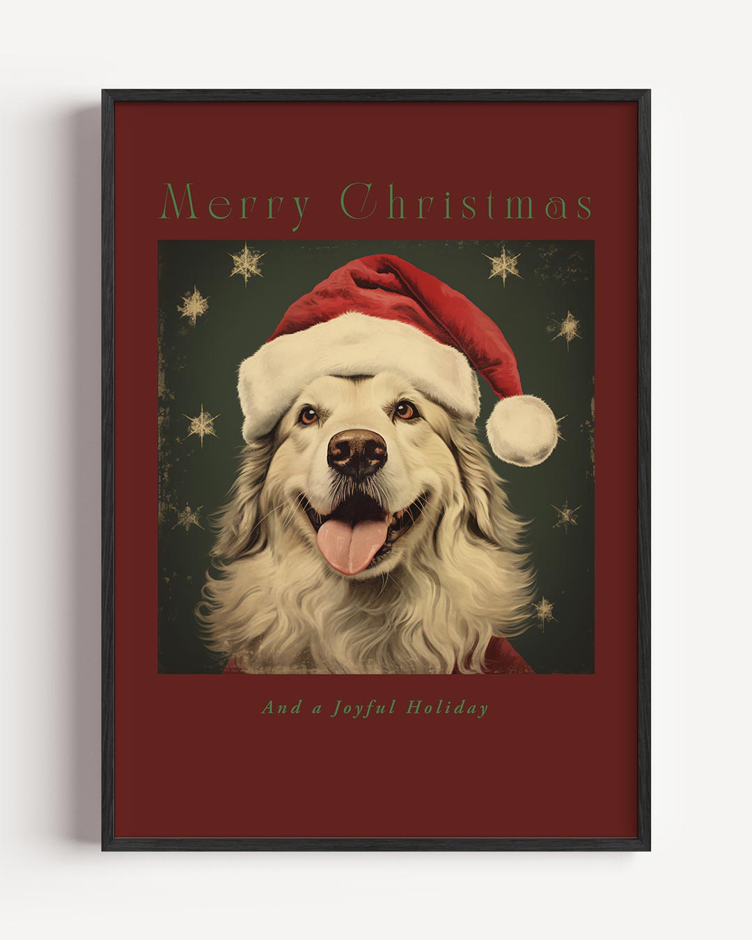 Vrolijke Kerstmis Hond Poster-WallArtistic