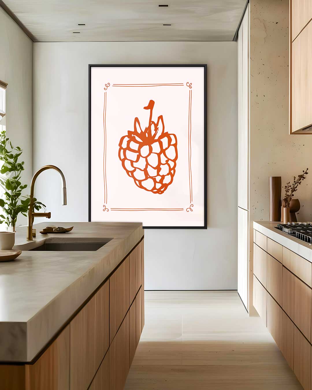 Framboos Schets Kunstwerk-canvas-dibond-plexiglas-wanddecoratie-WallArtistic