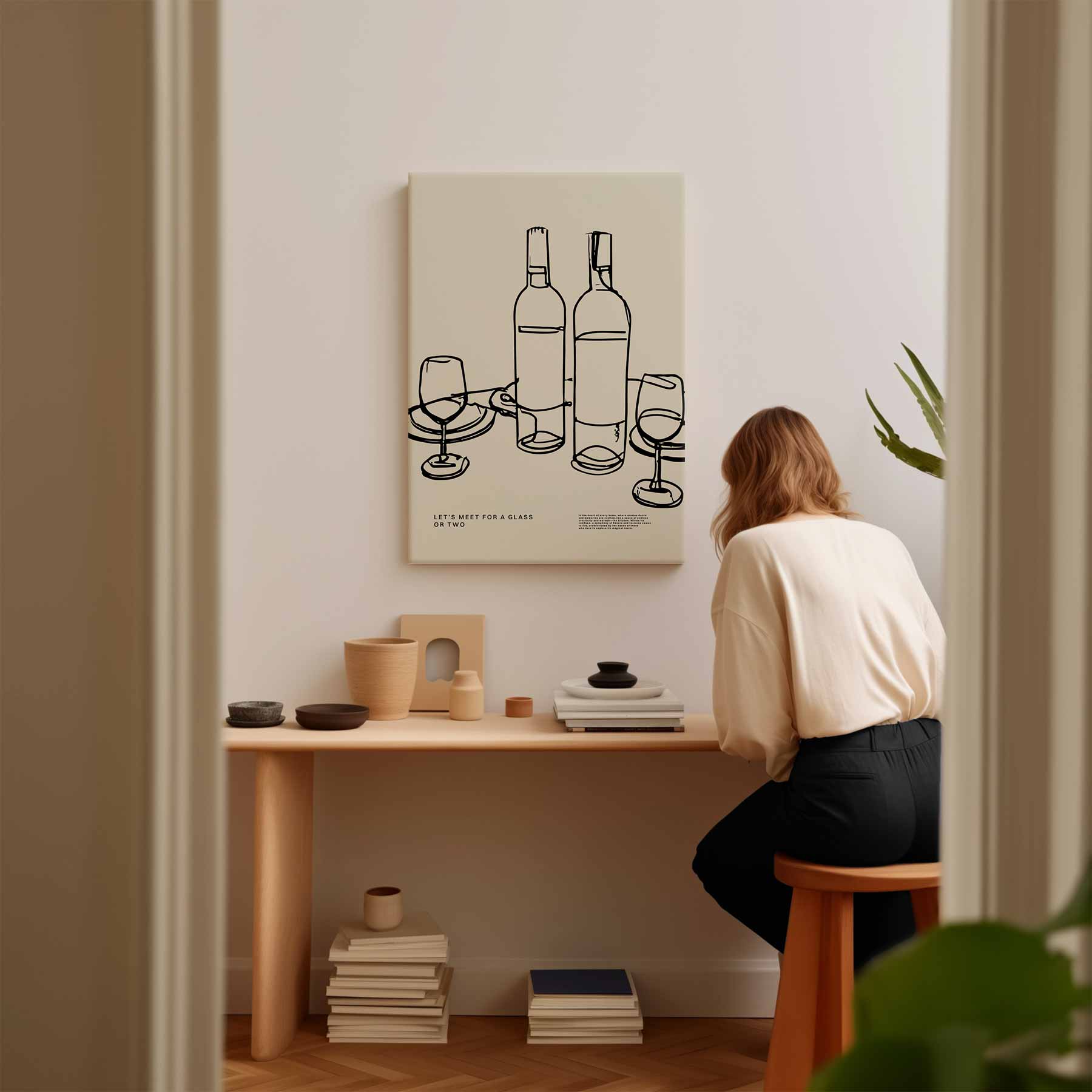 Wijngesprekken in Lijn Kunstwerk-canvas-dibond-plexiglas-wanddecoratie-WallArtistic