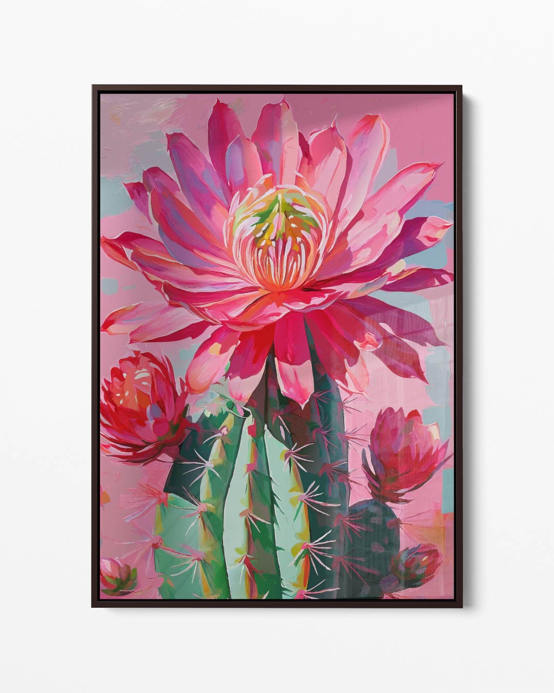 Bloeiende Cactus in Levendige Kleuren Kunstwerk-canvas-dibond-plexiglas-wanddecoratie-WallArtistic